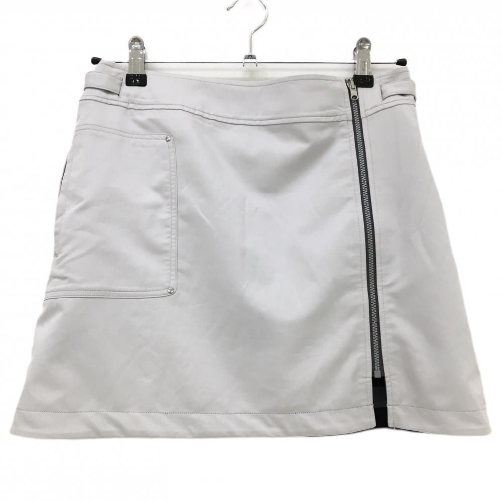 【美品】ランバンスポール リバーシブルスカート ライトグレー 裏グレー×黒ボーダー レディース 38(M) ゴルフウェア LANVIN SPORT