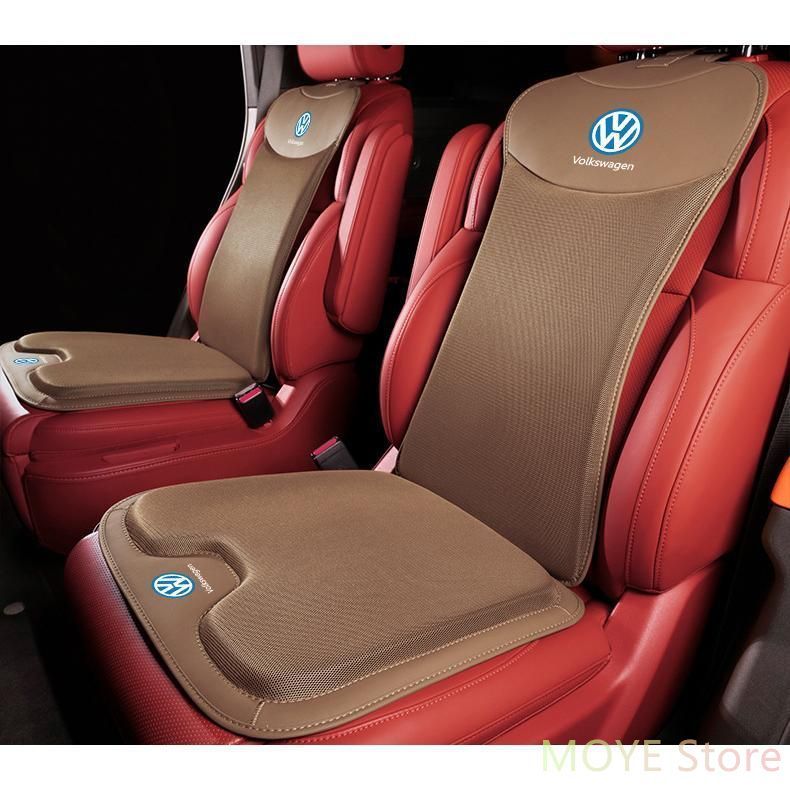 フォルクスワーゲンブラウン車用シートカバーセット シートクッション レーヨン生地+PUレザー 前座席用座布団1枚+座席の背もたれ1枚