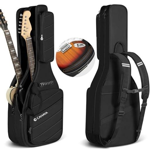 CAHAYAエレキギターケース2本入れ18mmスポンジ大容量ソフト