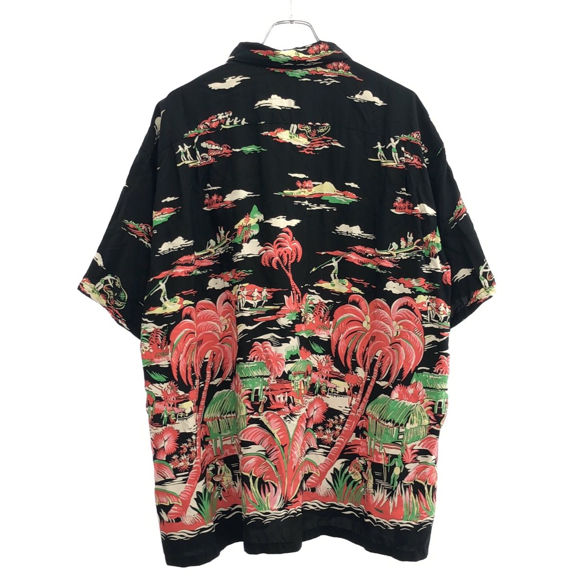 DUKE KAHANAMOKU デューク カハナモク HAWAIIAN VILLAGE アロハシャツ DK39042 ブラック XXL