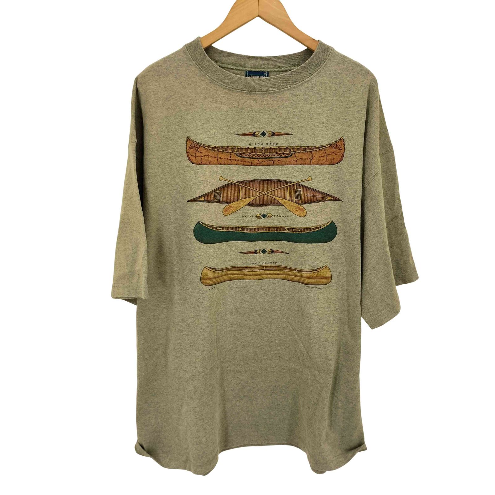 ユーズドフルギ USED古着 90-00s HARBORSIDE GRAPHICS  90S USA製 カヌー プリント クルーネック Tシャツ ボックスシルエット  メンズ import：XL 