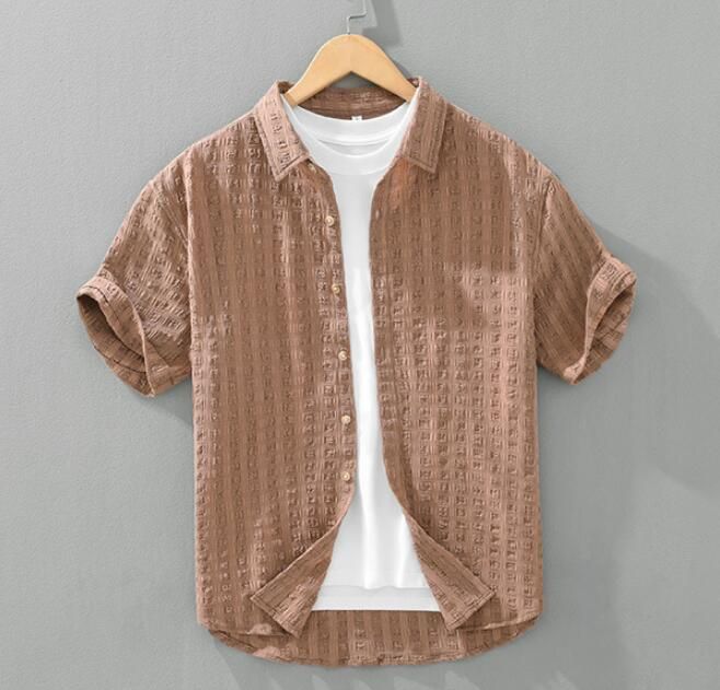 半袖シャツ メンズ カジュアルシャツ 薄手 清涼感 サマーシャツ シワ感 アロハシャツ 夏新品 涼しい お洒落 心地良し 紳士服
