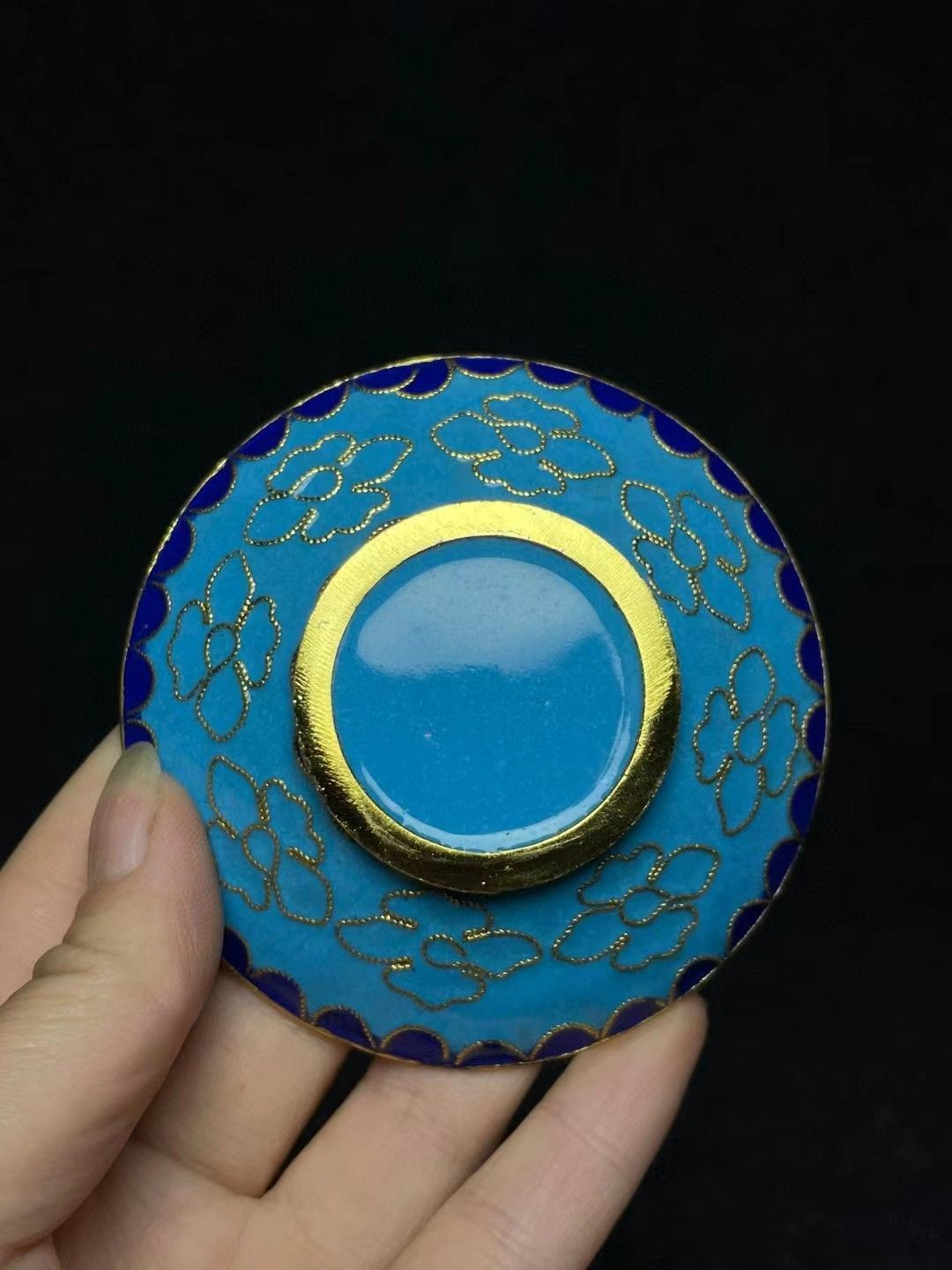 中国骨董・珍品旧蔵・銅胎景泰藍・エナメル彩・花模様・茶碗・茶道具