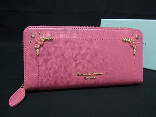Samantha Thavasa サマンサタバサ プチチョイス レザー ラウンドファスナー 長財布 ウォレット ピンク系 BN4777