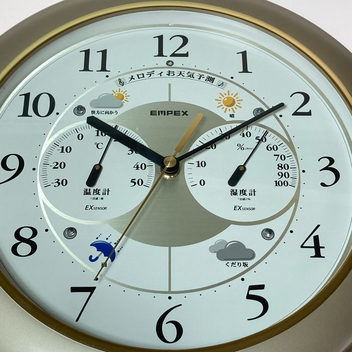 ◎◎EMPEX エンペックス メロディ気象台EX 掛け時計 BW-5208 シャンパンゴールド