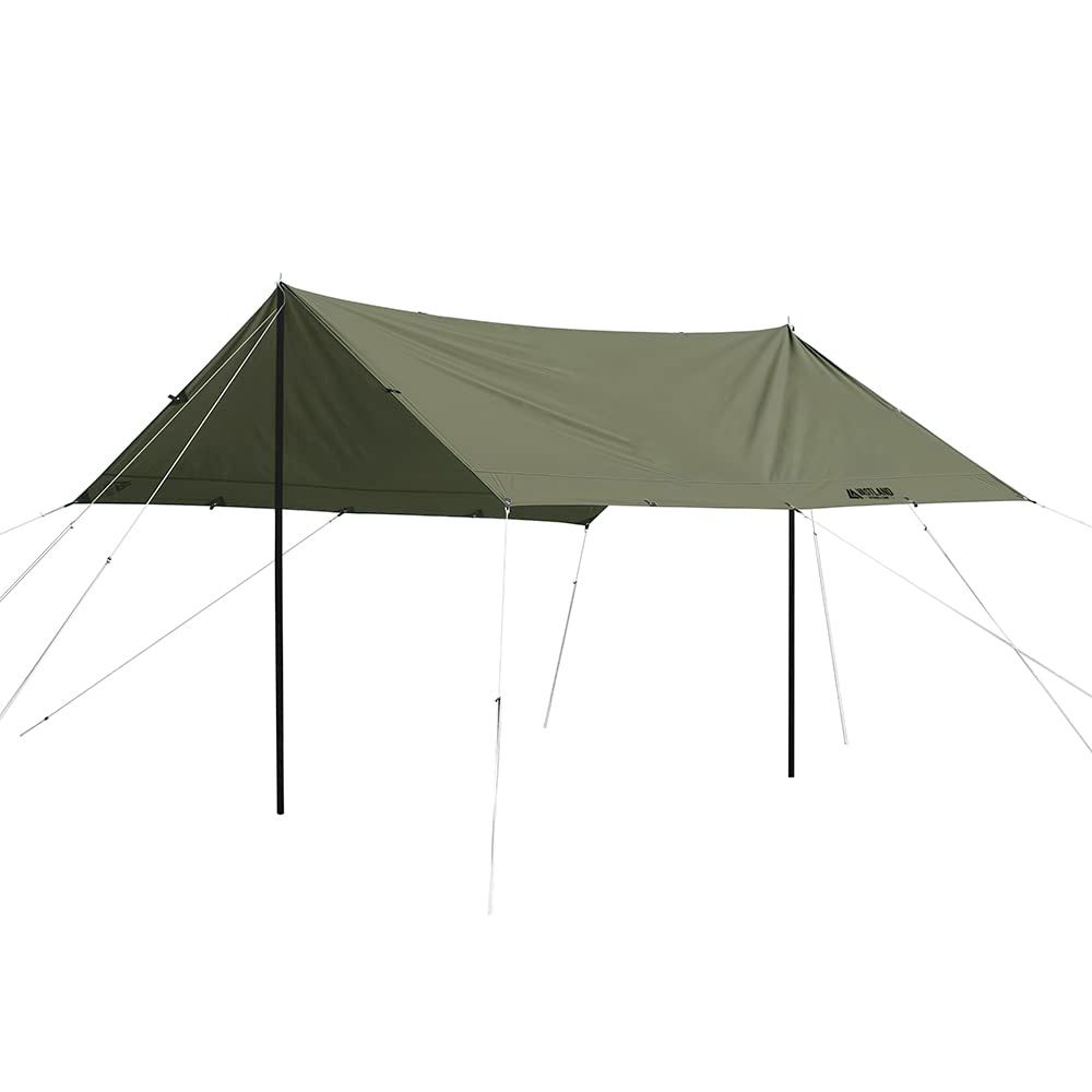 TCレクタタープ スクエア型 Mサイズ 360cm×360cm オリーブ ポリコットン 難燃素材 撥水加工 ペグ 自在ロープ 収納袋付き VASTLAND ヴァストランド