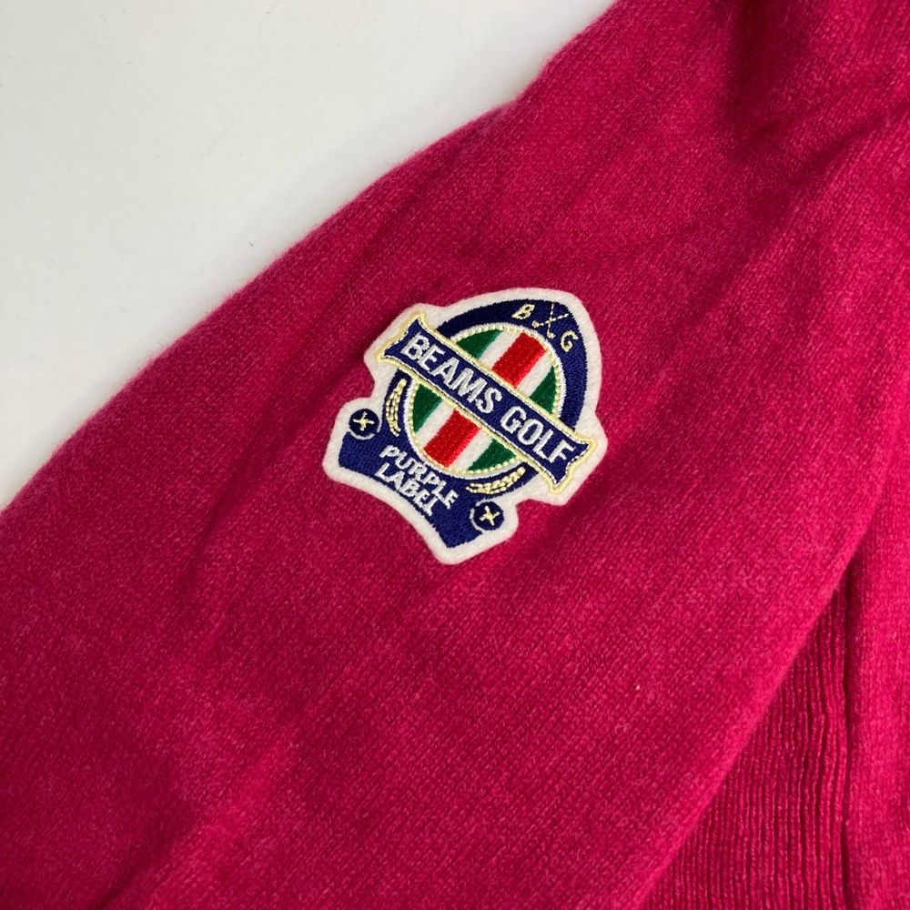 サイズ：M BEAMS GOLF ビームスゴルフ  カシミヤ ジップニットジャケット 刺繍 ピンク系 [240001145192] ゴルフウェア レディース ストスト サイズ：M BEAMS GOLF ビームスゴルフ カシミヤ ジップニット