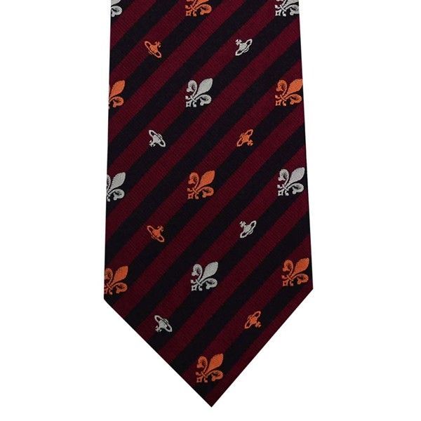 Vivienne Westwood ヴィヴィアン ウェストウッド ネクタイ オックスブラッド系 ストライプ柄 イタリー製 シルク100％ AW25 81050004-W0191-l401-OXBLOOD