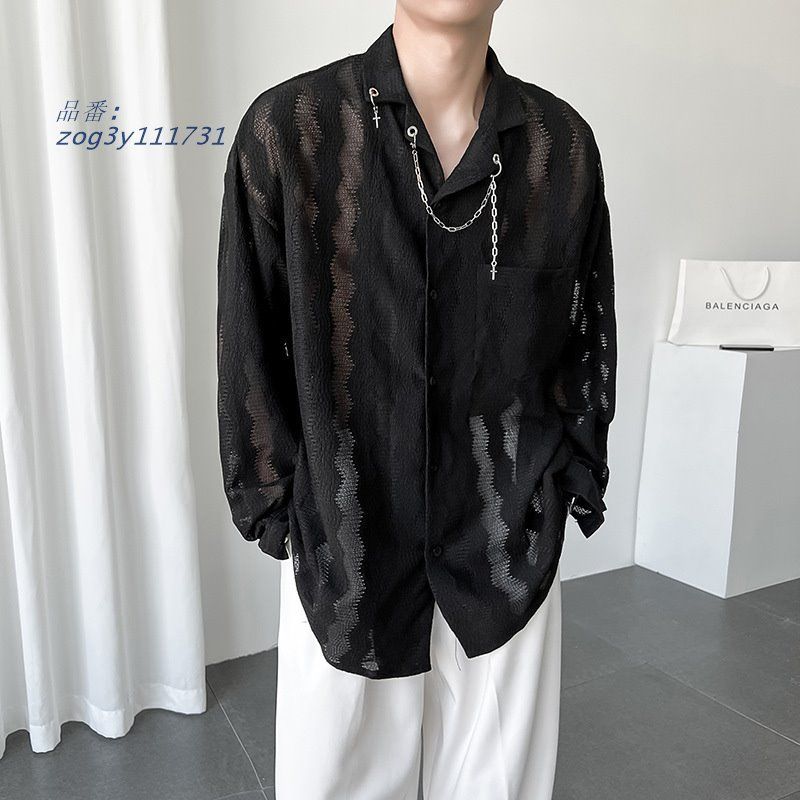 長袖シャツ メンズ 透け感 水墨画風柄 レースアップ 楽天市場】シャツ メンズ 総レース セクシー メンズ おしゃれ 花