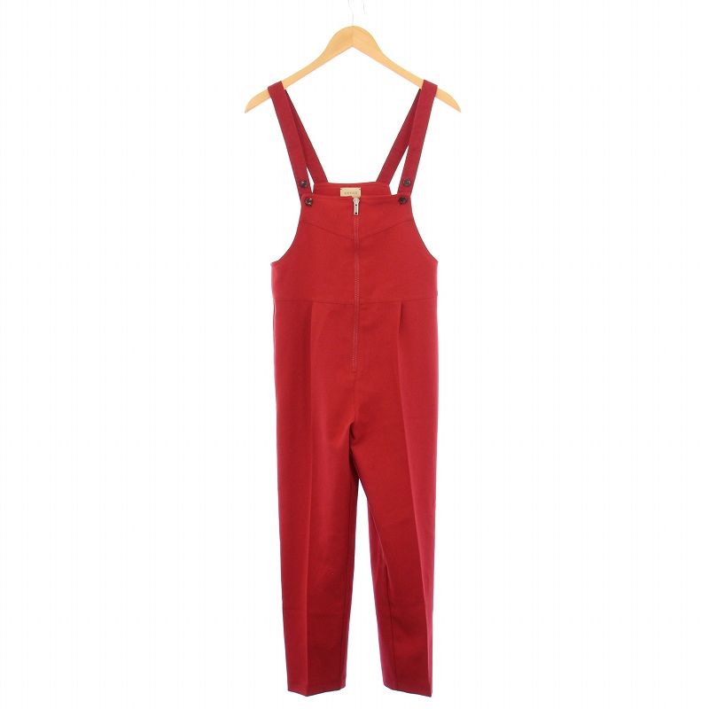 グッチ GUCCI オーバーオール サロペット スラックスパンツ ハーフジップ ロゴ 刺繍 10 赤 レッド 692737 BB