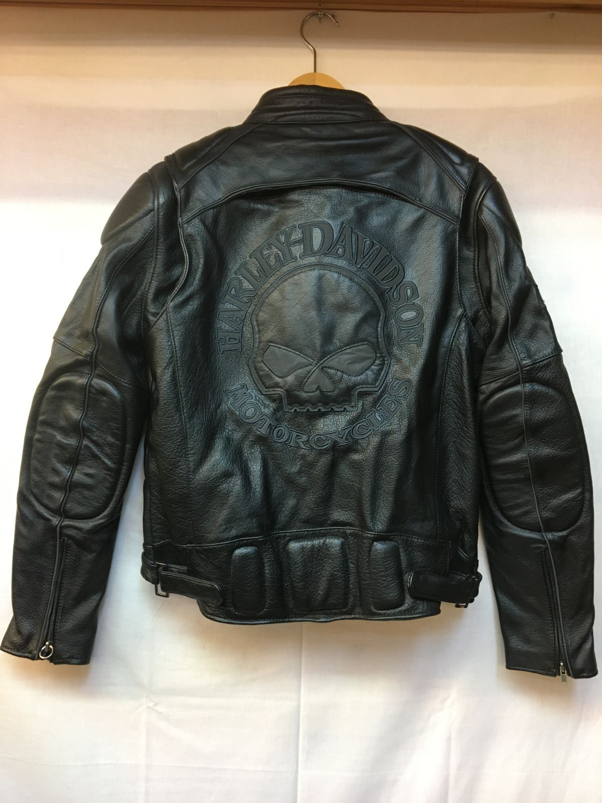 Harley-Davidson ハーレーダビッドソン レザー ライダース ジャケット バイク ウエア バイカー 刺繡 ブラック サイズS