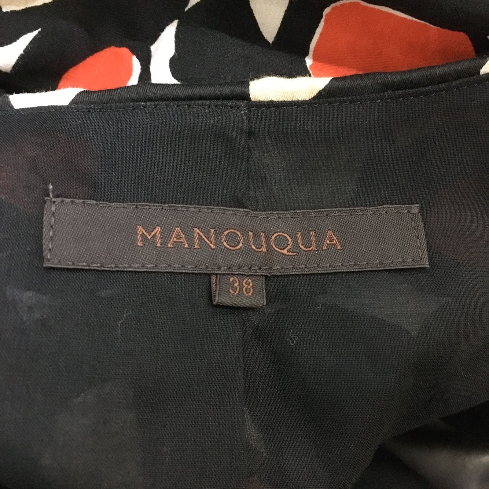 美品】MANOUQUA マヌーカ フレンチ スリーブ レトロ ワンピース 膝丈 