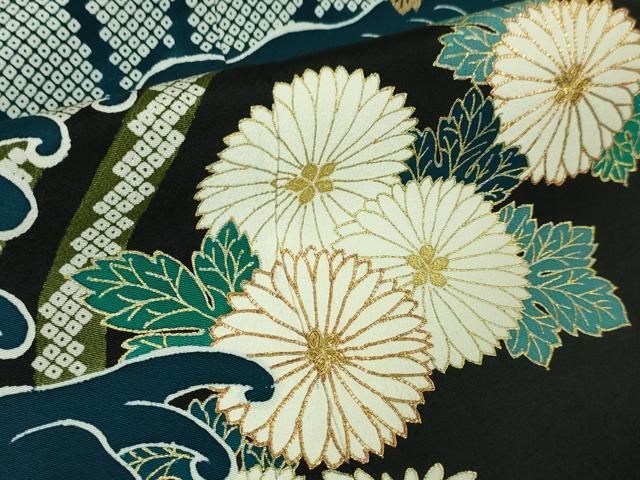 平和屋本店□極上 創業460年・千總 黒留袖 駒刺繍 束ね熨斗