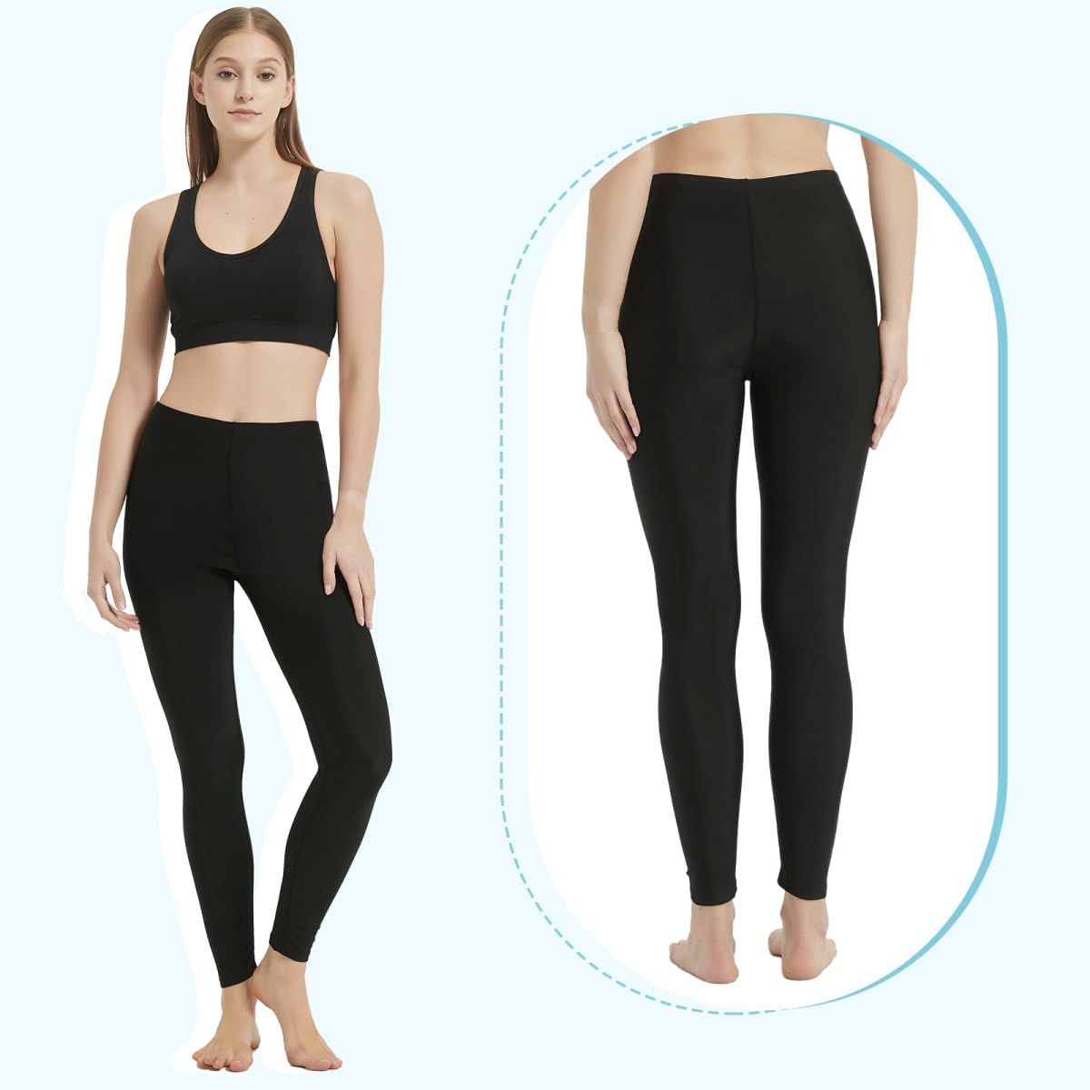 Nesseo ラッシュガード レギンス レディース ラッシュレギンス 水着 スパッツ スイムレギンス タイツ スイムウェア 紫外線対策 日焼け予防 水陸両用 uvカット プール 海 サーフィン