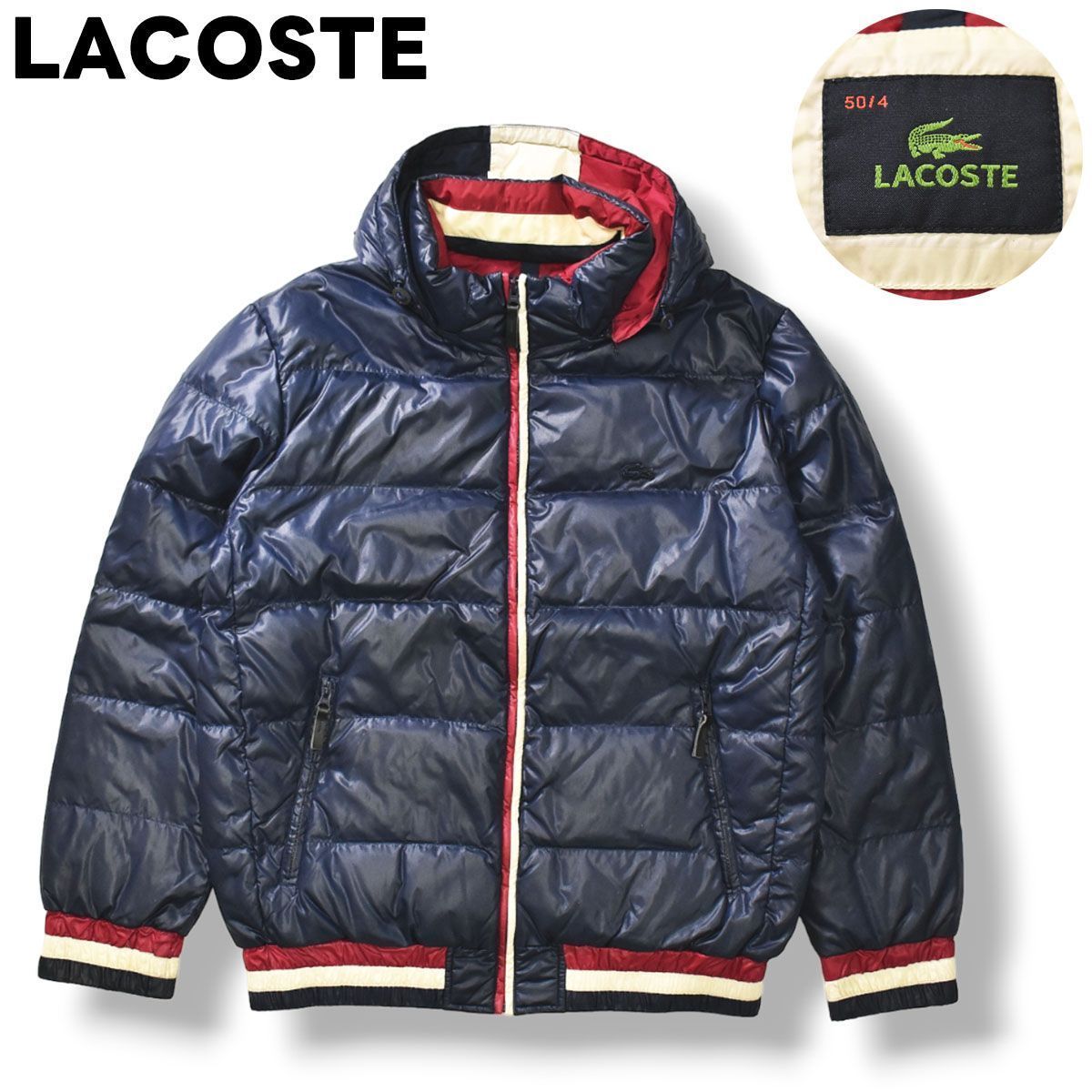 LACOSTE ラコステ ダウンジャケット フード ネイビー 50/4 L - ダウンジャケット