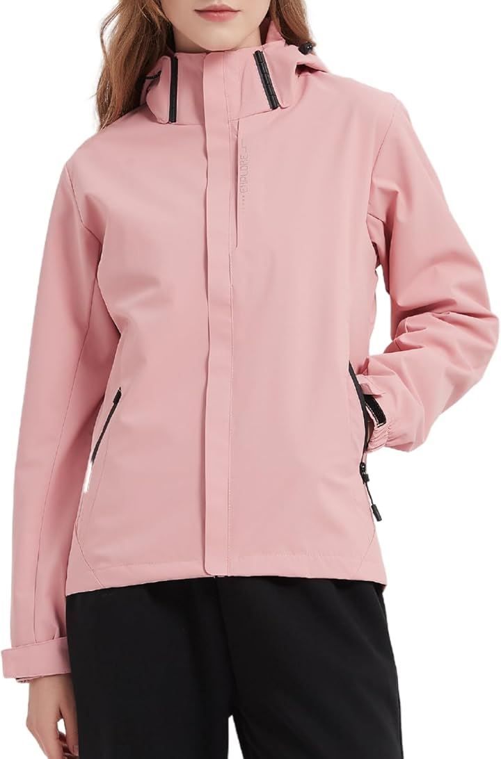 BENQUE(ベンケ) 軽くて、風を通さない アウトドアジャケット レディース マウンテンパーカー 秋服 釣り 防風 撥水 登山服 ハイキング 防寒 長袖 バイク 自転車 トレッキング ツーリング ウインドブレーカー アウター(ピンク,  XL)