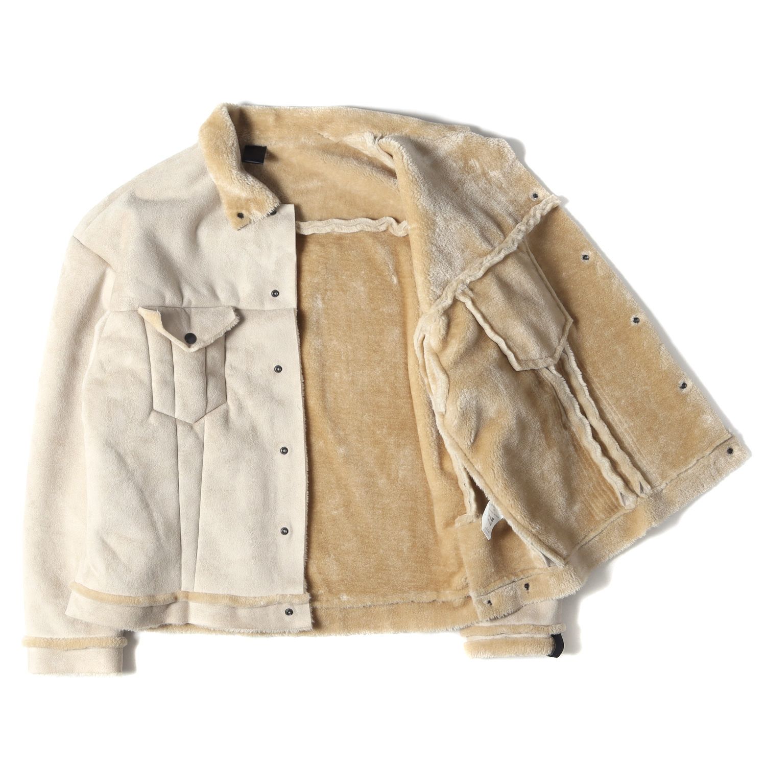 美品 N.HOOLYWOOD エヌハリウッド ジャケット サイズ:40 22AW フェイク ムートン ブルゾン Fake Mouton Blouson  2222-BL01-008 peg トラッカージャケット 内ボア ライトベージュ アウター コート 日本製 - メルカリ