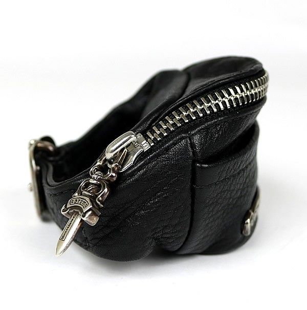 CHROME HEARTS 銀座店 クロムハーツ WRISTHER SNAT PACK スナットパック ミニポーチ レザー シルバー SV925 黒 100746