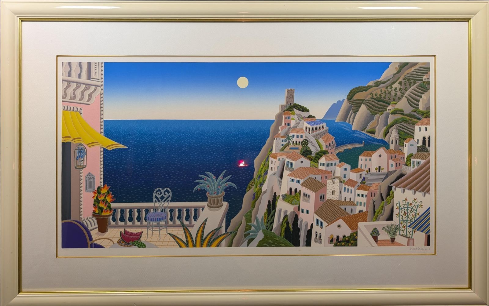 真作 トーマス マックナイト作 シルクスクリーン版画 ベルナッツア イタリア 額付き 真作保証 直筆サイン