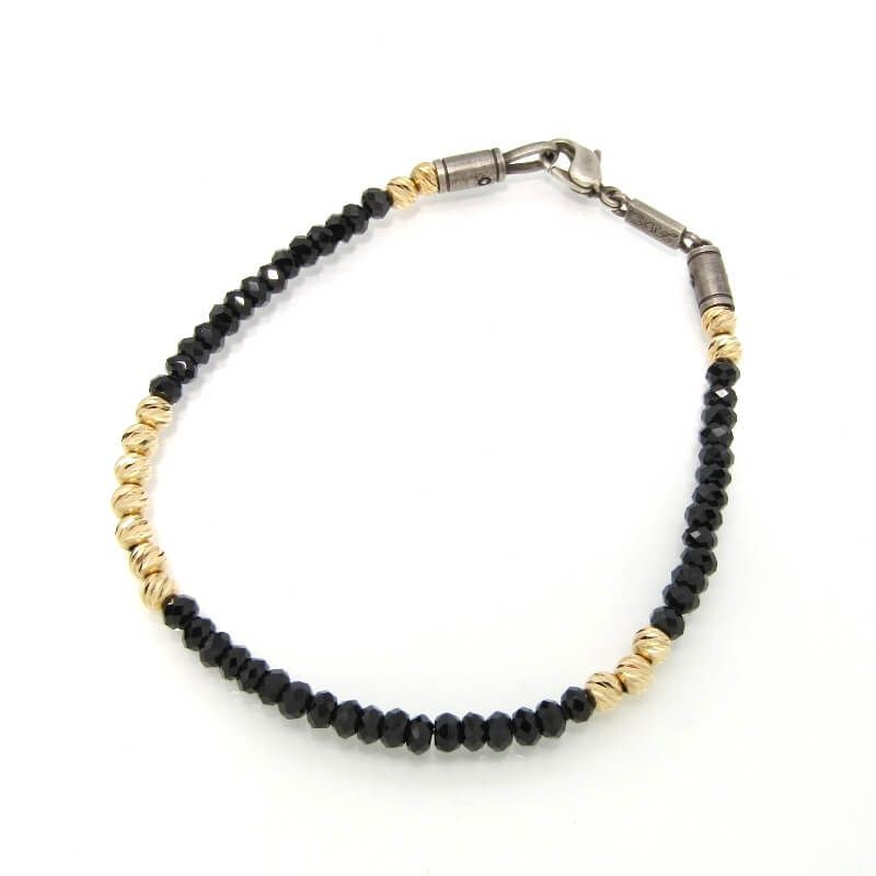 SJX エスジェイエックス ブレスレット BLACK-GOLD GLITTER 6SU0301 ブラックスピネル K18 SV925 20.5cm 28010123