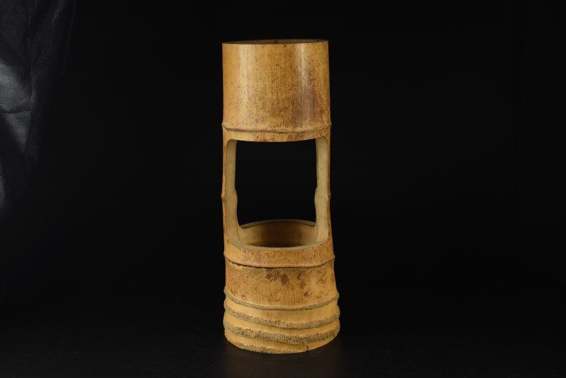 蔵A3148 華道 池坊専明 竹花入 花器 江戸後期 二重箱