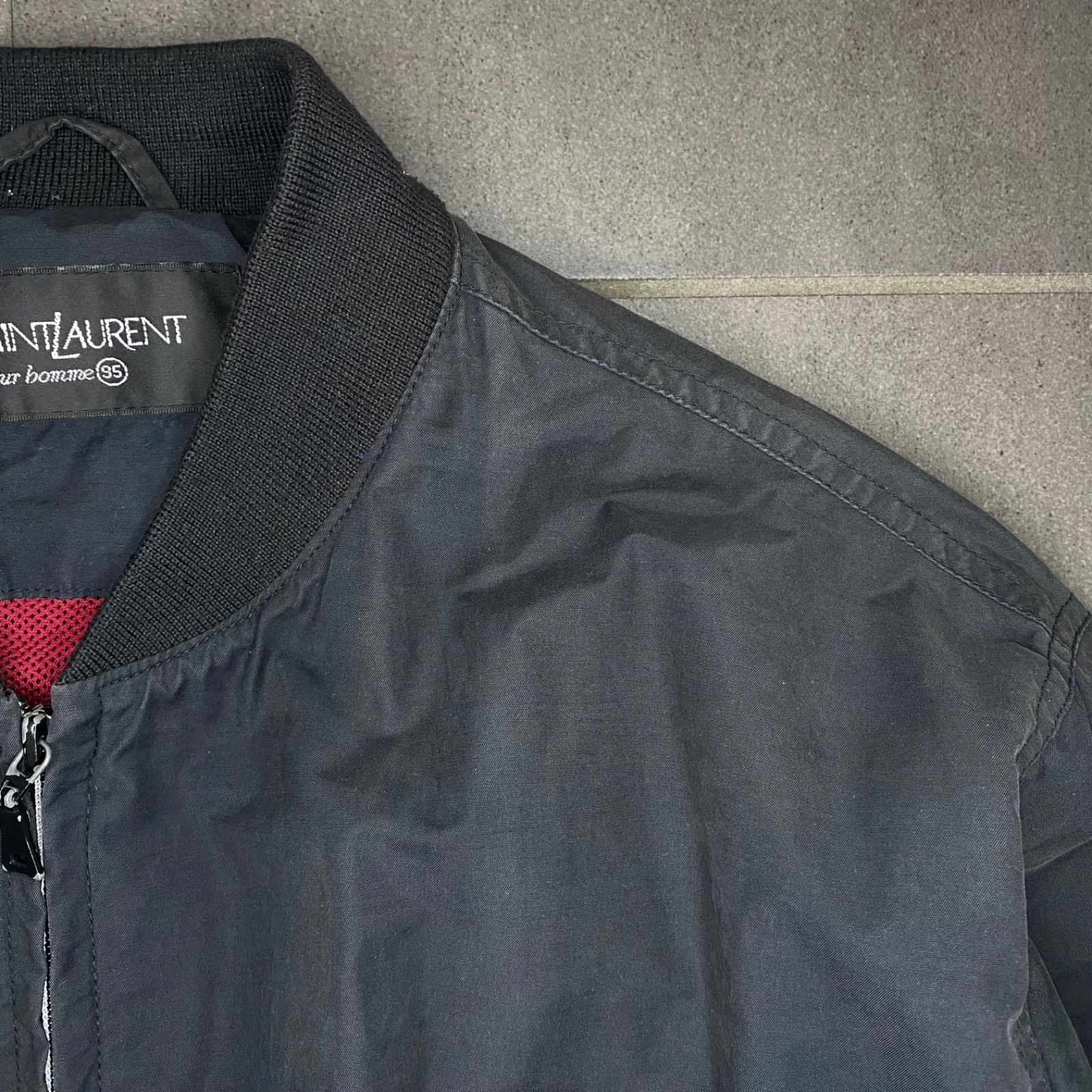 YSL イヴ・サンローラン ワンポイント刺繍ロゴ ジップアップ ブルゾン