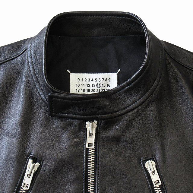 未使用 22SS メゾンマルジェラ 14 Maison Margiela 14 八の字 5ZIP ライダース ジャケット ブルゾン ラムレザー  シープスキン 羊革 アーカイブ S50AM0489 サイズ44 黒 ブラック メンズ