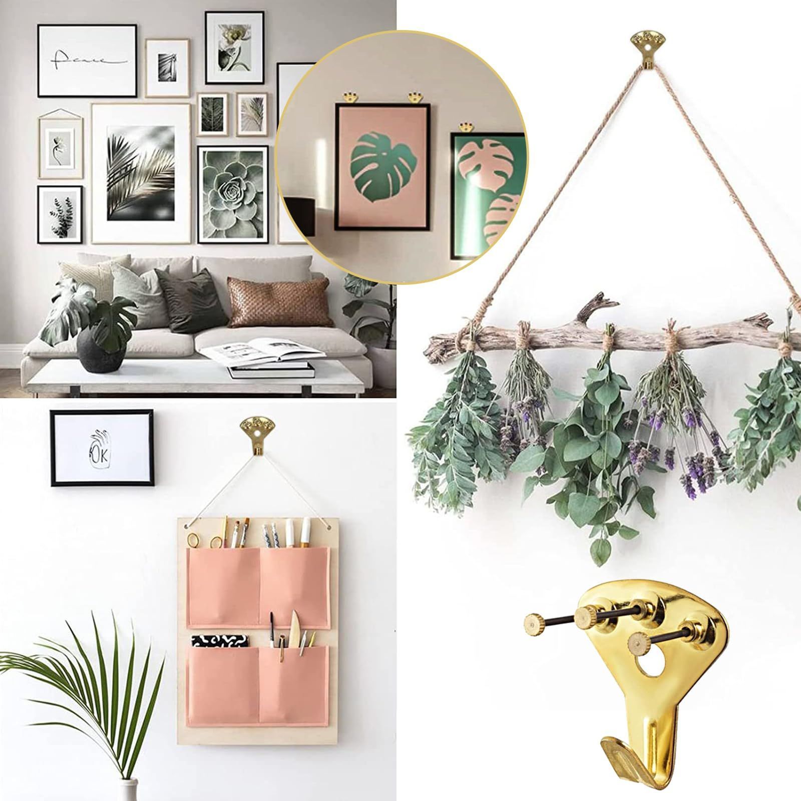 特売】5WYOUKE 壁掛けフック 釘付き 10個入 耐荷重約34kg 強力 額縁