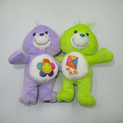 2003年Care BearsケアベアHarmonyBearハーモニーベアDo Your Best Bearドゥーユアベストベアgreenグリーンpurpleパープル２体セット約18センチ人形フィギュアぬいぐるみ