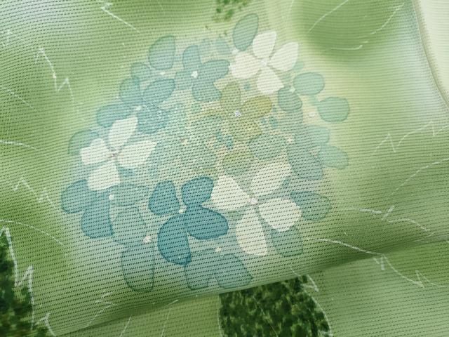 平和屋着物＊夏物 訪問着 絽 刺繍 紫陽花 銀糸 正絹 逸品 未使用
