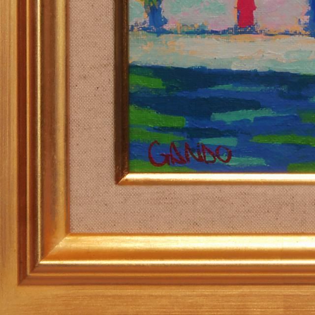 絵画がんどうあつし過去の実験作品90年代風景（セーヌの岸辺）F3号ゴールド額縁付 絵画がんどうあつし過去の実験作品90年代風景（セーヌの岸辺）F3
