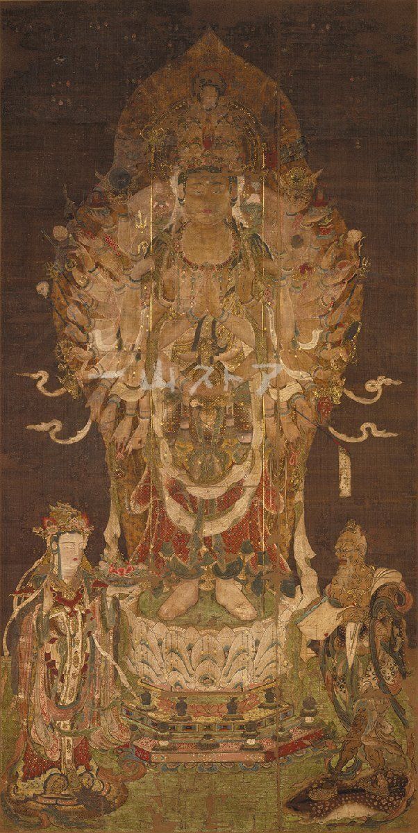 中国古美術・純手描き・人物画芯・送子觀音画像167x86cm・書画・絹本・仏像 955de89ffc9c51606d308da05fad9d