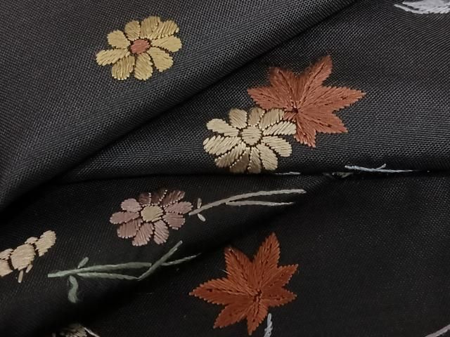 平和屋着物○本場大島紬 訪問着 総刺繍 吹き寄せ花文 やまと誂製 正絹  