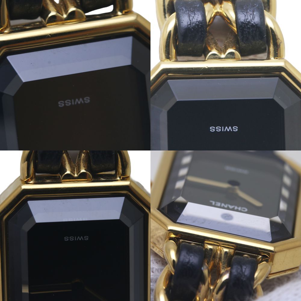 CHANEL シャネル プルミエール Lサイズ H0001 483011003【電池交換済】 GP(ゴールドメッキ）x革  レディース/130194【中古】【腕時計】