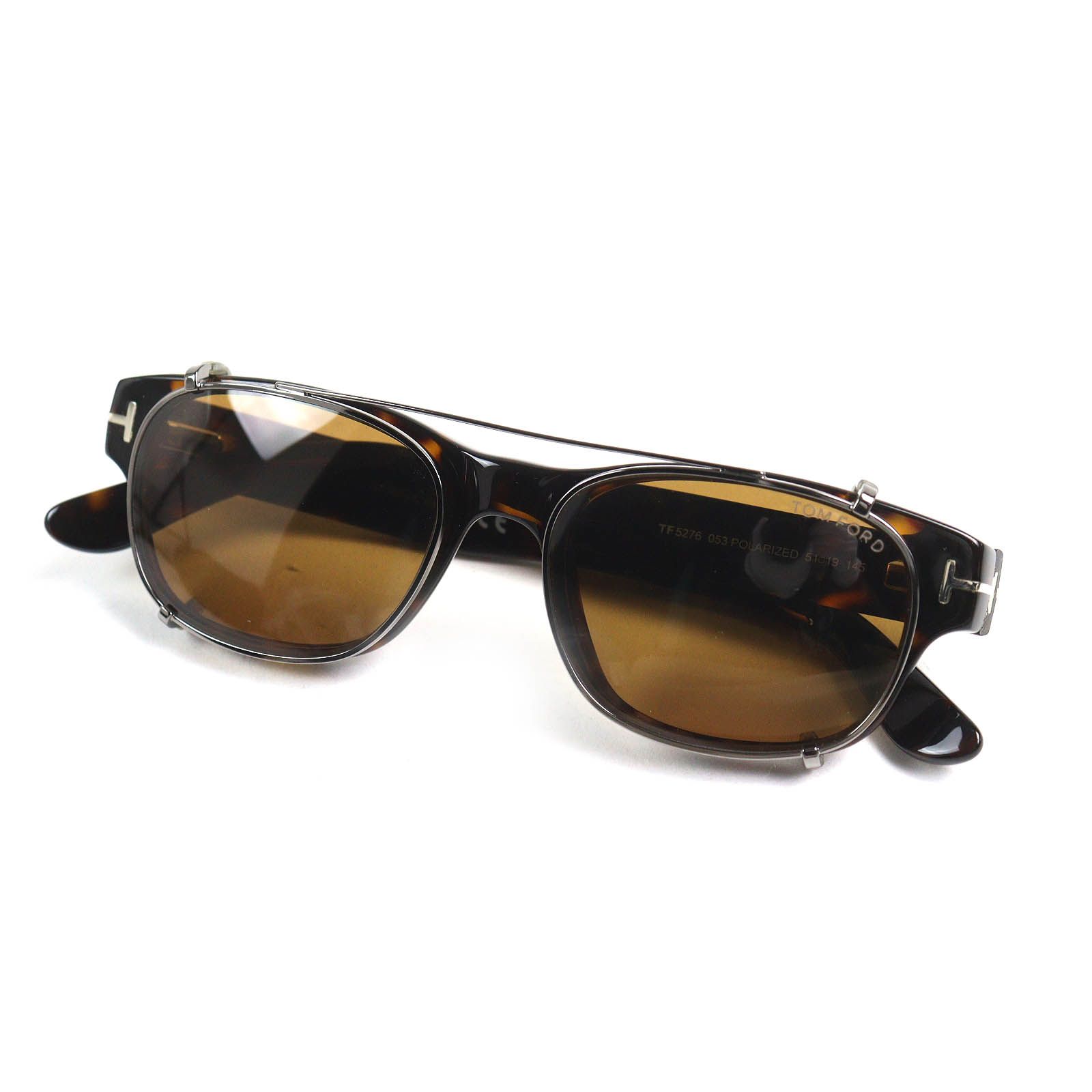極美品△TOM FORD トムフォード TF5276 053 クリップオン サングラス 眼鏡 アイウェア ダークブラウン べっ甲柄 51□19 145 ケース付き 極美品△TOM FORD トムフォード TF5276 053 クリップオン サングラス