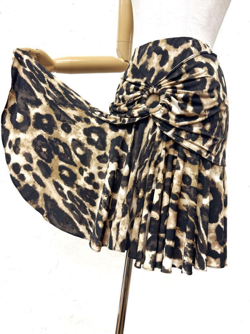 ワイルド】新品 TAKAダンス Mサイズ社交ダンス豹柄ラテンスカート009