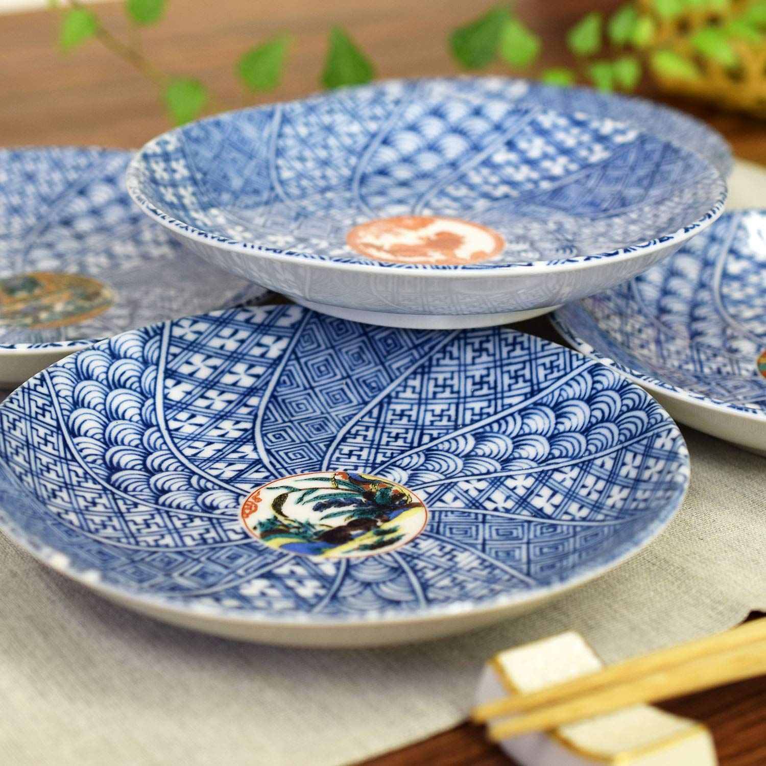 青色陶器小皿 5枚セット