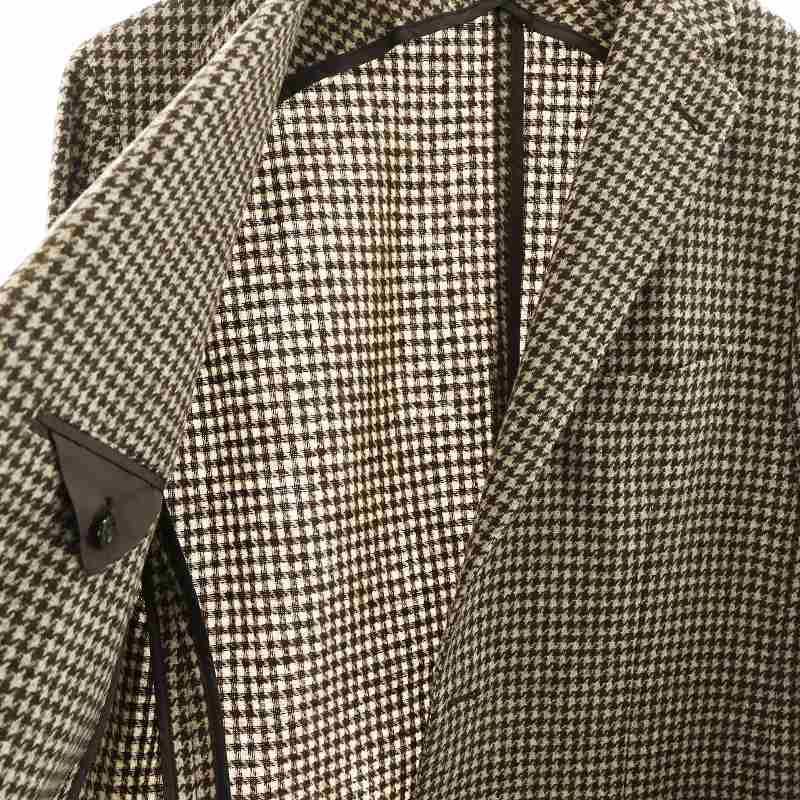 【タリアトーレ】テーラードジャケット ハウンドトゥース くるみボタン 50 茶 タリアトーレ】テーラードジャケット ハウンドトゥース くるみボタン