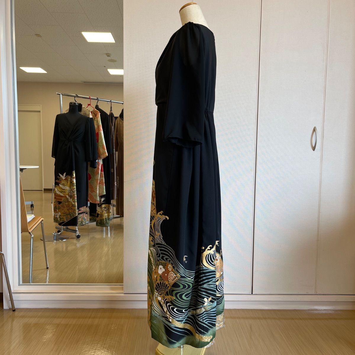 作家留袖リメイクドレス 胸元ドレープⅡ M〜Lサイズ