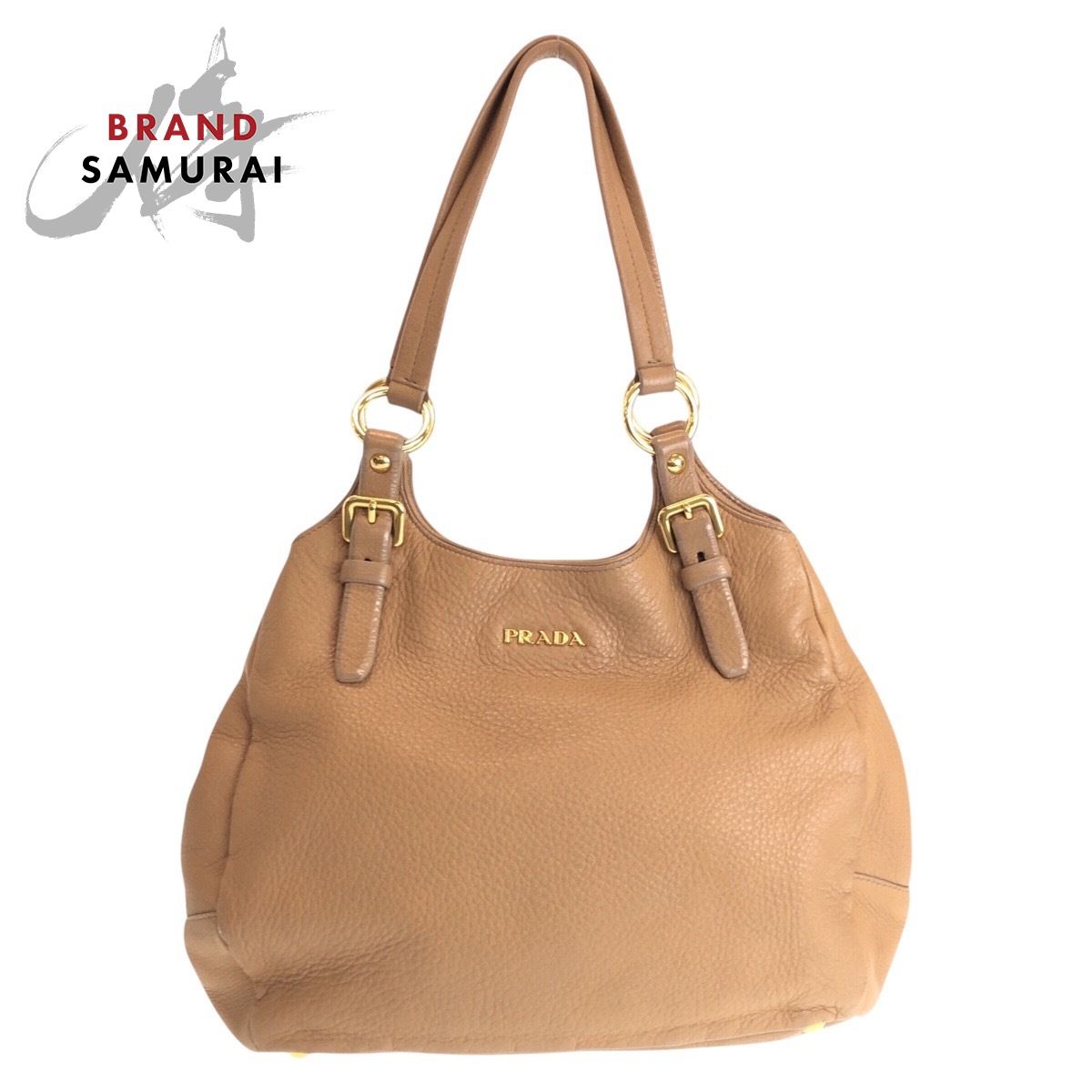 PRADA プラダ ベージュ ゴールド金具 レザー ショルダーバッグ  