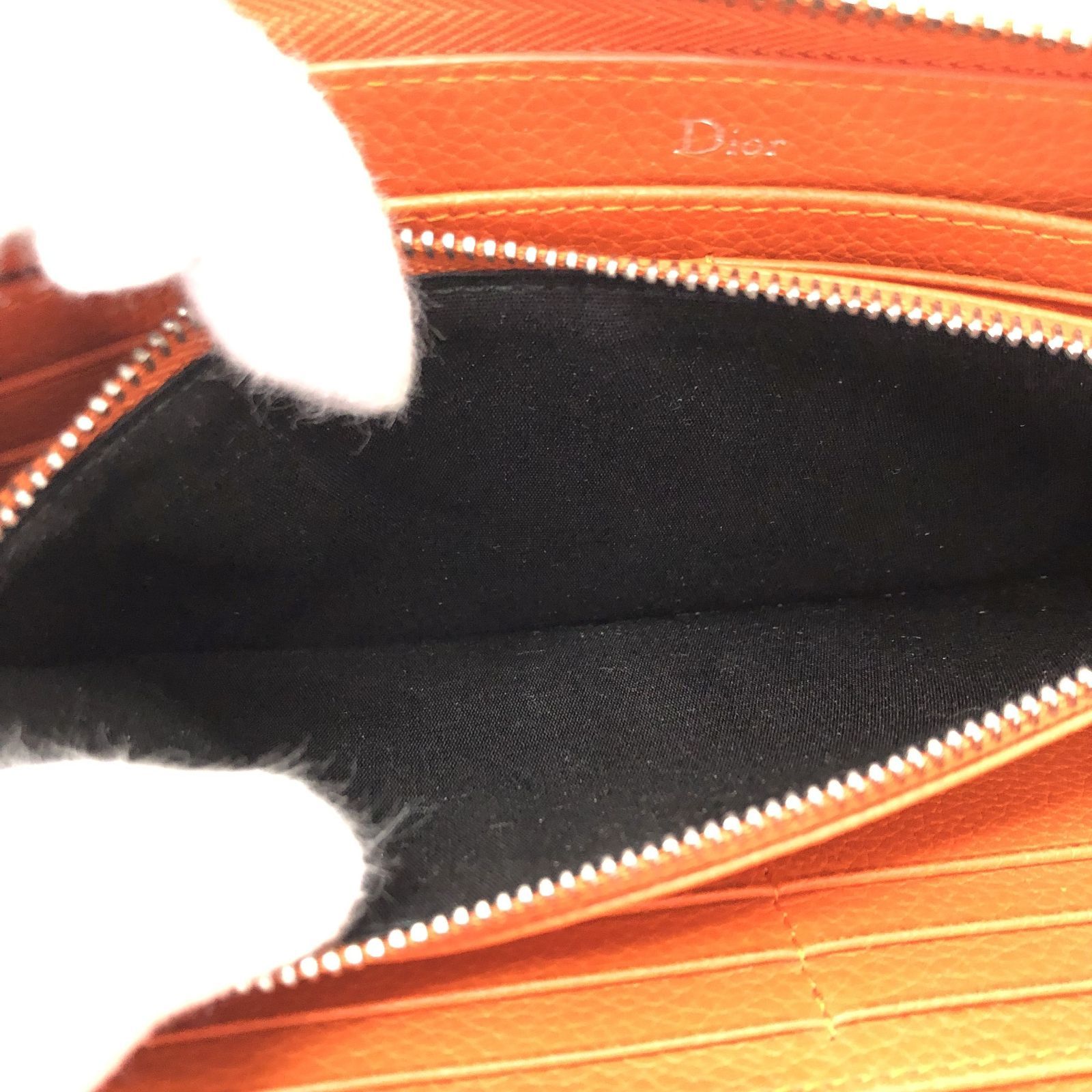 美品】 DIOR ATELIER 長財布 オレンジ ロングジップウォレット 箱付き