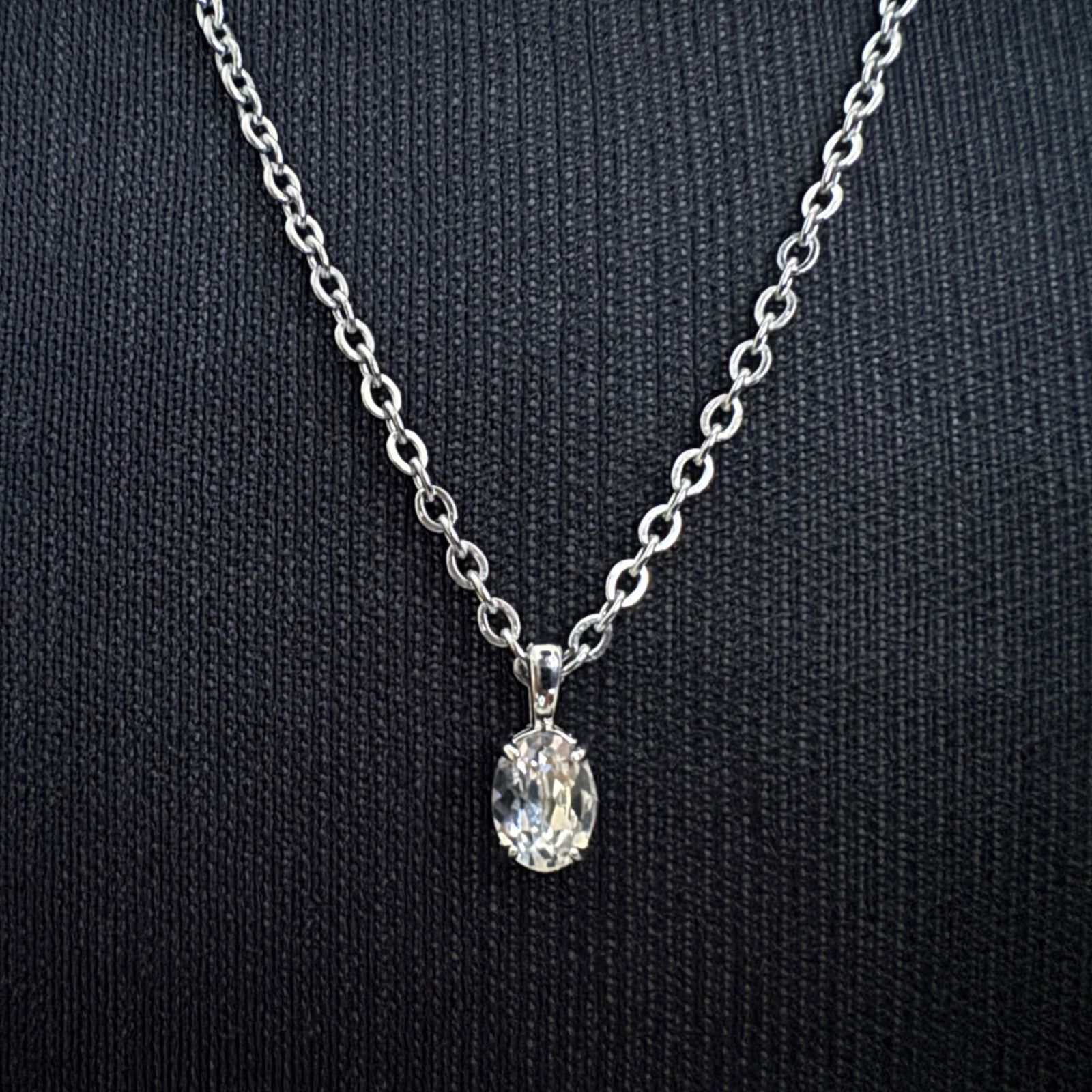 クリスタル装飾のシンプルネックレス ネックレス ロング クリスタルガラス ムーン 透明感 : purepoche