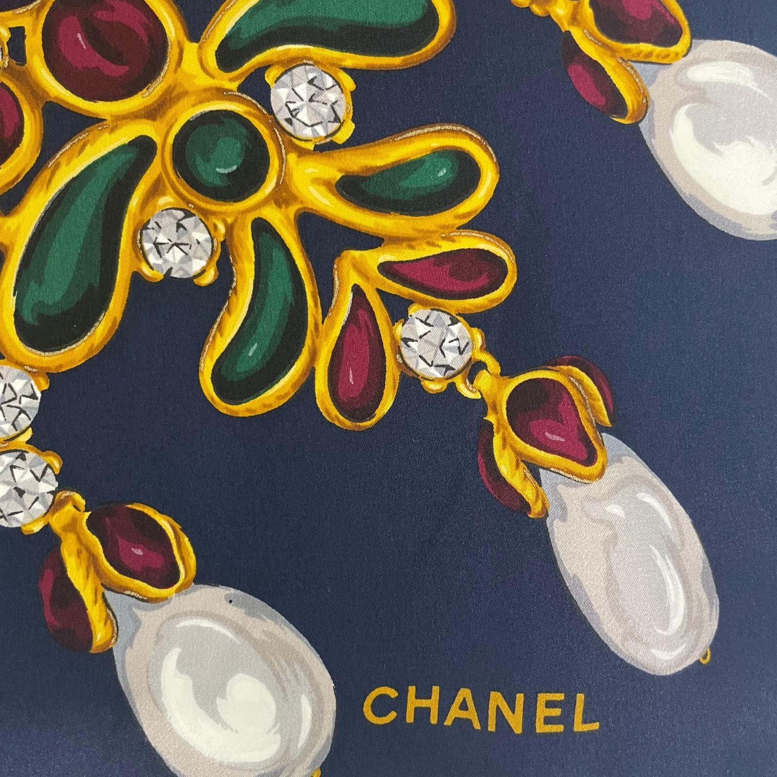 未使用品 CHANEL シャネル 大判 スカーフ シルク グリポア