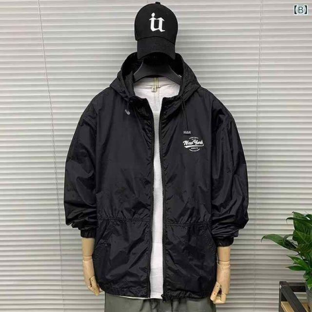NY アメリカ　ウインドブレーカー　ブラック　スタイリッシュ　ヒップホップ コーチジャケット 無地 黒 ブラック メンズ ウィンド