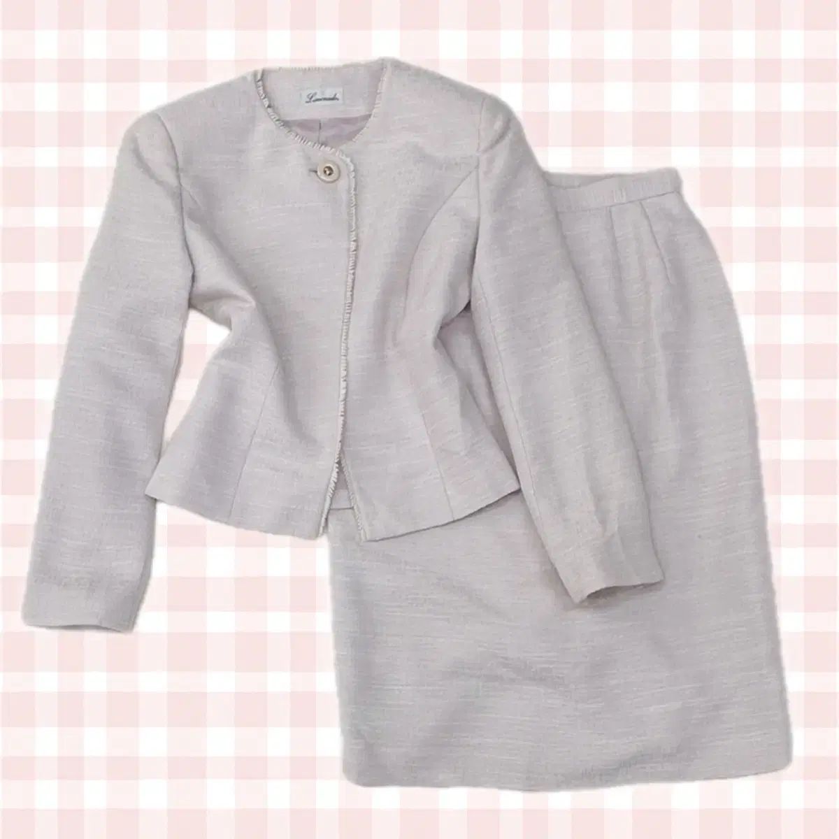 日本 ヴィンテージ ゲストルック ベビーピンク クールトーン hライン スカート ミディ丈 レディース スーツ セットアップ