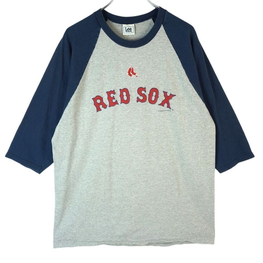 LeeSportリースポーツMLBボストン・レッドソックスRed SoxラグランTシャツロンT七分袖メジャーリーグ野球ベースボール杢グレー紺ネイビーvintageヴィンテージ40315