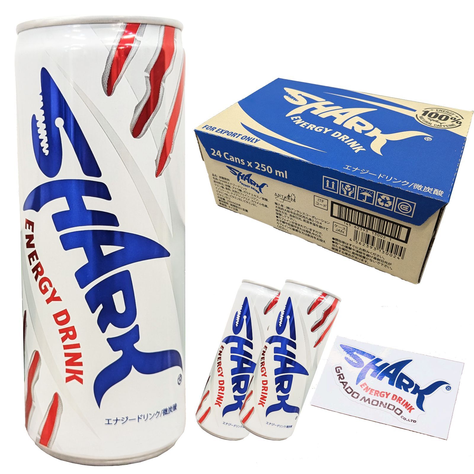 SHARK シャークエナジードリンク2ケース+限定ステッカー（青、白