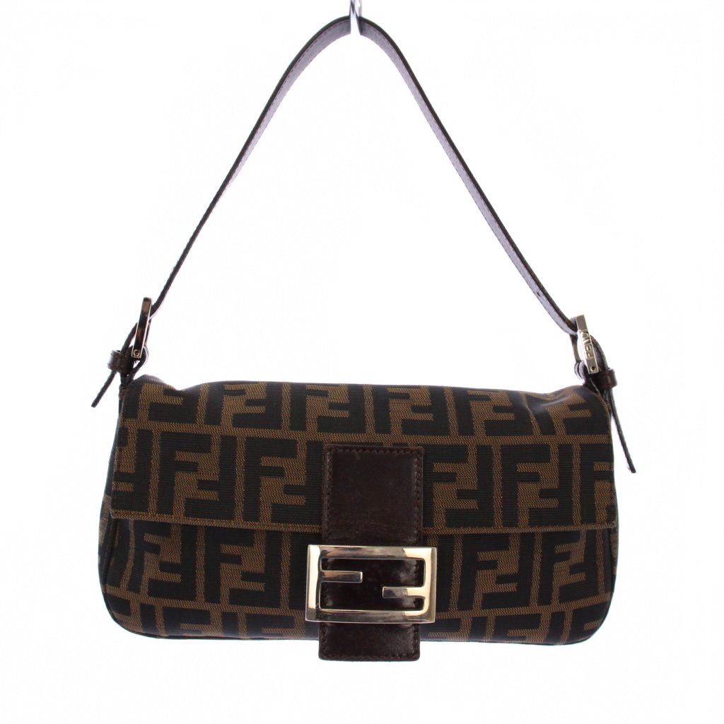 フェンディ FENDI マンマバケット ズッカ柄 ハンドバッグ シルバー金具 茶 KH OH