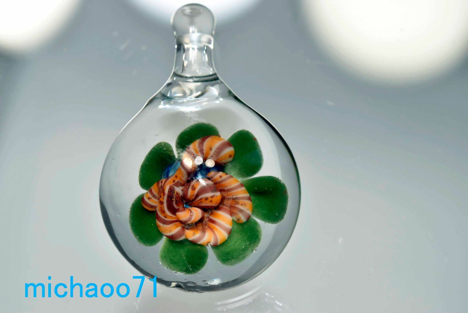 フラワー ガラスのペンダントトップ (12107-P21)GLASS FLOWER 透き通っ