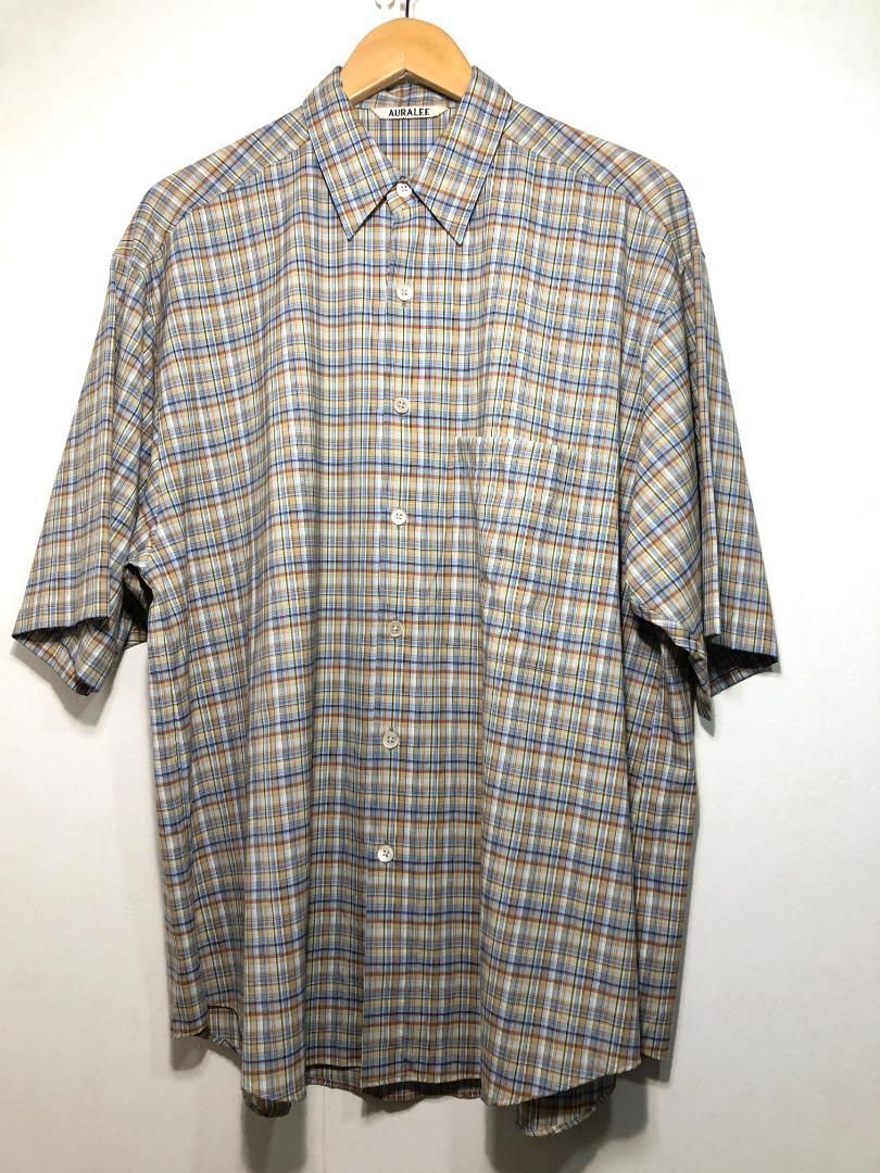 089030 21ss AURALEE WASHABLE SUPER LIGHT WOOL CHECK HALF SLEEVED SHIRTS 半袖 チェック シャツ 5 オーラリー A21SS02LC